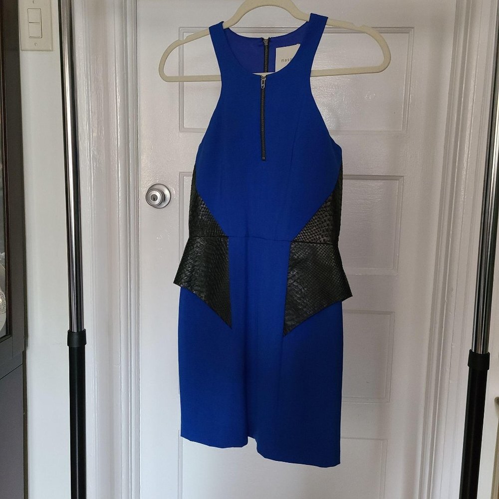 Mason Women's 100% Lambskin Peplum Panel Cocktail Party Dress Size 0 NWT $598